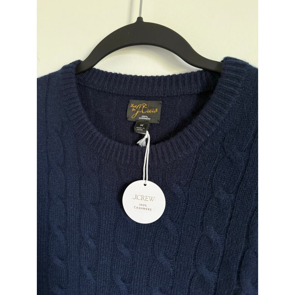 $298 New Men’s J.Crew Cashmere cable-knit sweater - Medium - Navy - Picture 7 of 8